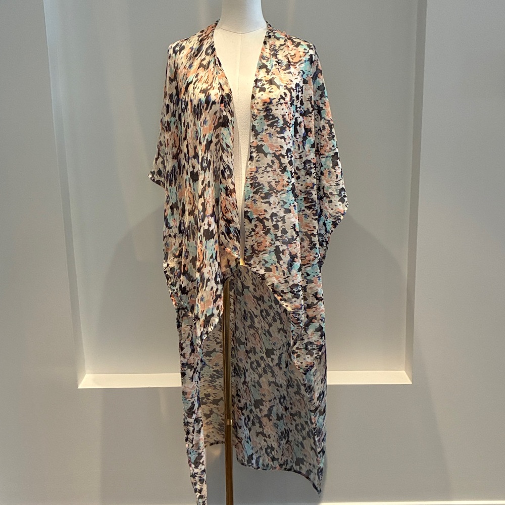 BCBGeneration Colorful Abstract Kimono coverup